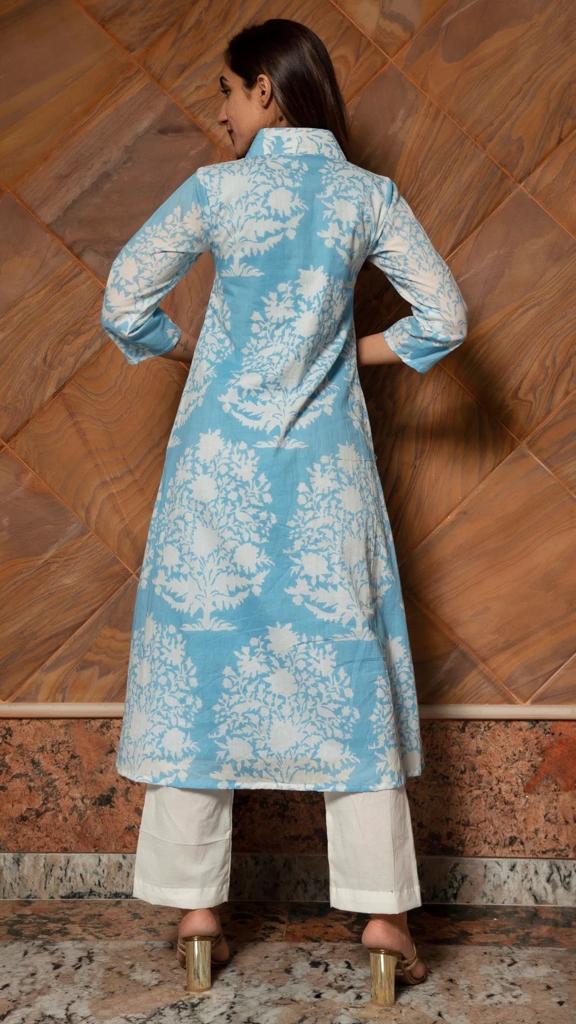 Maabeti Grey Floral Printed Cotton Frock Kurti Indo- Western Dress –  maabetii